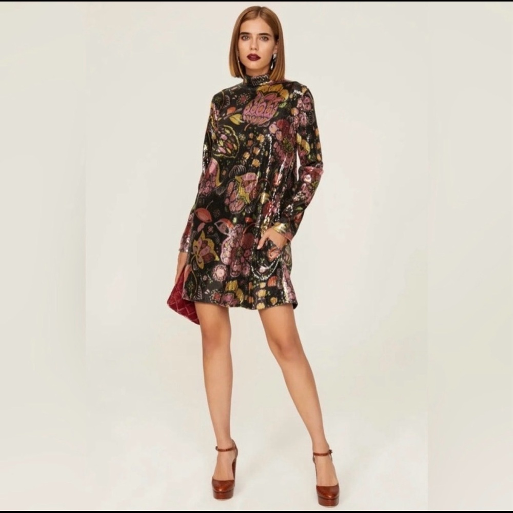 La Double J Suitcase Sequined Mini Dress Black Multi Size S